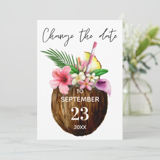Tropisch Hawaiian Floral Coconut verander de datum Kaart (Staand voorkant)