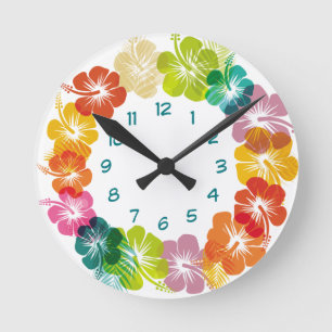 Tropisch Hawaiian Floral Design Ronde Klok