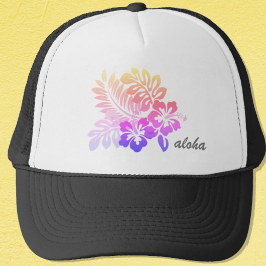 Tropisch Hawaiian Floral Hibiscus Aloha Script Trucker Pet