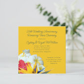 Tropisch Hawaiian Floral Jubileum Vows Invitati Kaart (Staand voorkant)