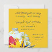 Tropisch Hawaiian Floral Jubileum Vows Invitati Kaart (Voorkant)