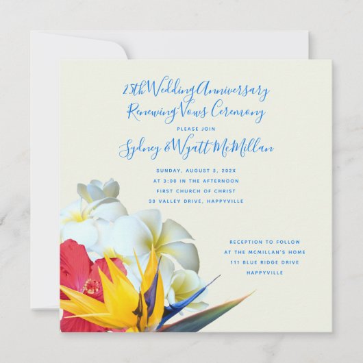 Tropisch Hawaiian Floral Jubileum Vows Kaart (Voorkant)