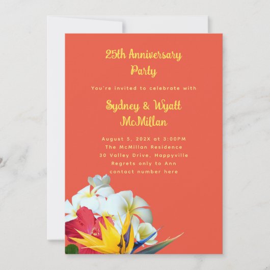 Tropisch Hawaiian Floral Jubileum Vows Kaart (Voorkant)