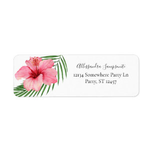 Tropisch Hawaiian Floral White Return-adres Etiket