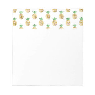 Tropisch Hawaiian Gold Foil Pineappel Patroon Notitieblok