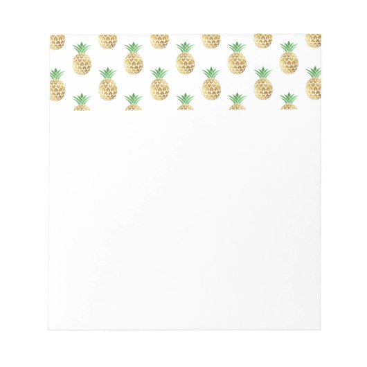 Tropisch Hawaiian Gold Foil Pineappel Patroon Notitieblok (Voorkant)