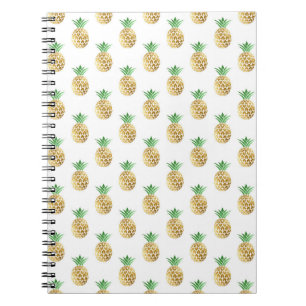Tropisch Hawaiian Gold Foil Pineappel Patroon Notitieboek