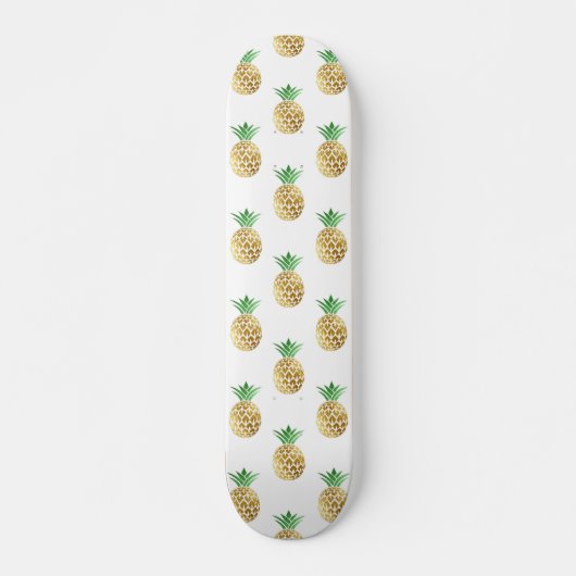 Tropisch Hawaiian Gold Foil Pineappel Patroon Persoonlijk Skateboard (Voorkant)