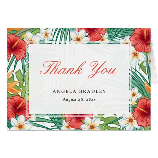 Tropisch Hawaiian Hibiscus Floral Dank je wel (Voorkant Horizontaal)