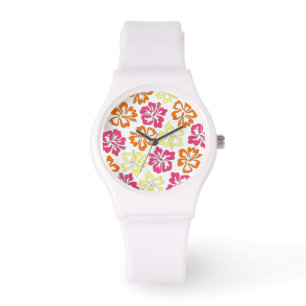 Tropisch Hawaiian Hibiscus Flowers Floral Watch Horloge