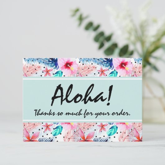 Tropisch Hawaiian Hibiscus & Palm Leaf Dank je Bedankkaart (Staand voorkant)