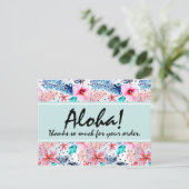 Tropisch Hawaiian Hibiscus & Palm Leaf Dank je Briefkaart (Staand voorkant)