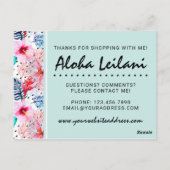 Tropisch Hawaiian Hibiscus & Palm Leaf Dank je Briefkaart (Achterkant)