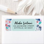 Tropisch Hawaiian Hibiscus & Palm Return Address Etiket (Insitu)