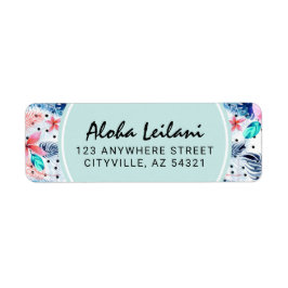 Tropisch Hawaiian Hibiscus & Palm Return Address Etiket