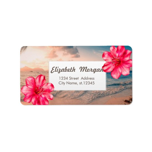 Tropisch Hawaiian Hibiscus, Zee Etiket (Voorkant)