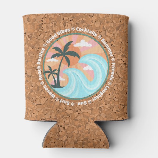 Tropisch Hawaiian Island Palm Trees Good Vibes Blikjeskoeler (Achterkant)