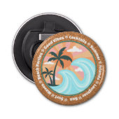 Tropisch Hawaiian Island Palm Trees Good Vibes Button Flesopener (Voorkant)