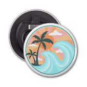 Tropisch Hawaiian Island Palm Trees Good Vibes Button Flesopener (Voorkant)