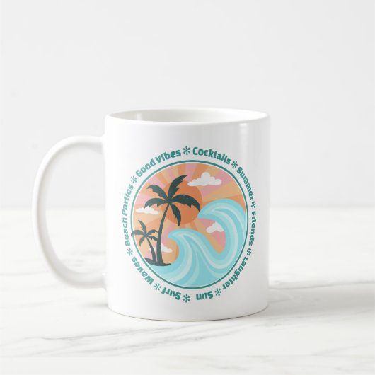 Tropisch Hawaiian Island Palm Trees Good Vibes Koffiemok (Links)