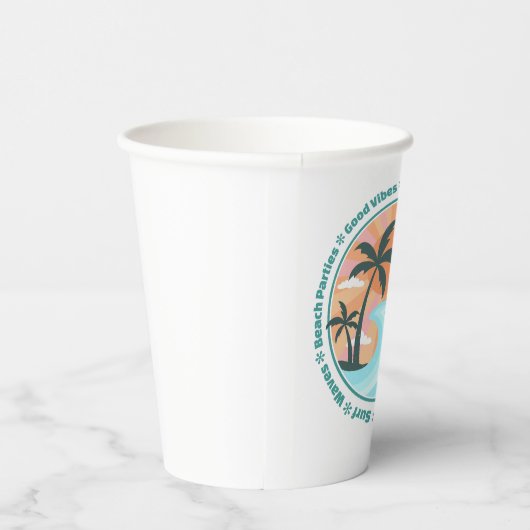 Tropisch Hawaiian Island Palm Trees Good Vibes Papieren Bekers (Rechts)