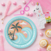 Tropisch Hawaiian Island Palm Trees Good Vibes Papieren Bordje (Feest)