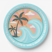 Tropisch Hawaiian Island Palm Trees Good Vibes Papieren Bordje (Voorkant)