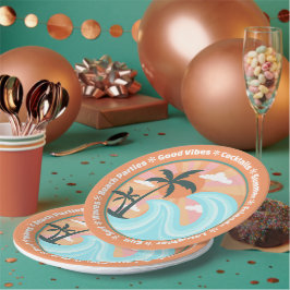 Tropisch Hawaiian Island Palm Trees Good Vibes Papieren Bordje