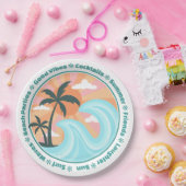 Tropisch Hawaiian Island Palm Trees Good Vibes Papieren Bordje (Feest)