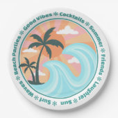 Tropisch Hawaiian Island Palm Trees Good Vibes Papieren Bordje (Voorkant)