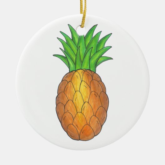 Tropisch Hawaiian Island Pineappels Fruit Welkom Keramisch Ornament (Voorkant)