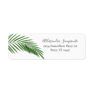 Tropisch Hawaiian Leaves White Return Address Etiket