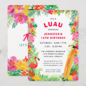 Tropisch Hawaiian Luau Birthday Kaart (Voorkant / Achterkant)