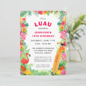 Tropisch Hawaiian Luau Birthday Kaart (Staand voorkant)