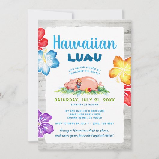 Tropisch Hawaiian Luau | Rustige ronddraairoast Kaart (Voorkant)
