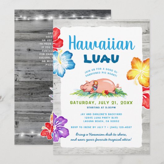 Tropisch Hawaiian Luau | Rustige ronddraairoast Kaart (Voorkant / Achterkant)