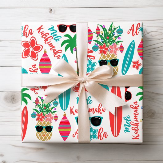 Tropisch Hawaiian Mele Kalikimaka Kerstmis Cadeaupapier