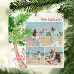Tropisch Hawaiian Mele Kalikimaka Kerstmis Metalen Ornament<br><div class="desc">Dit is het seizoen om aloha te verspreiden! Vier een tropisch kerstfeest met deze bijzondere fotocollage kerstboom ornamenten. Met een moderne waterverf palmboom,  kerstballen,  verlichting en een feestelijke flamingo,  zullen deze ornamenten een tropische touch geven aan elke vakantiebijeenkomst. Mele Kalikimaka!</div>
