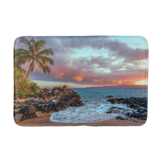 Tropisch Hawaiian Palm Tree Sandy Beach Paradise Badmat (Voorkant)