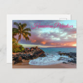 Tropisch Hawaiian Palm Tree Sandy Beach Paradise Briefkaart (Voorkant / Achterkant)