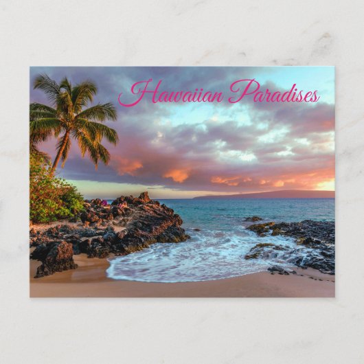 Tropisch Hawaiian Palm Tree Sandy Beach Paradise Briefkaart (Voorkant)