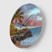Tropisch Hawaiian Palm Tree Sandy Beach Paradise Grote Klok (Hoek)