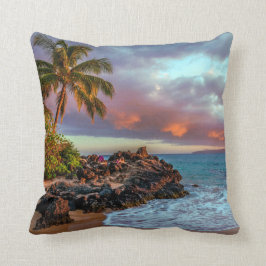 Tropisch Hawaiian Palm Tree Sandy Beach Paradise Kussen