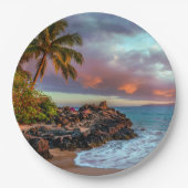 Tropisch Hawaiian Palm Tree Sandy Beach Paradise Papieren Bordje (Voorkant)