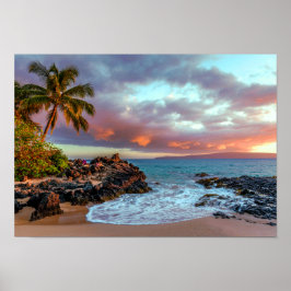Tropisch Hawaiian Palm Tree Sandy Beach Paradise Poster