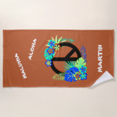 Tropisch Hawaiian Peace Love Name Colorful Island Strandlaken (Voorkant)