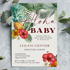 Tropisch Hawaiian Pineapple Aloha Baby shower Kaart