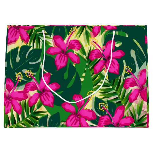 Tropisch Hawaiian Style Floral Patroon Groot Cadeauzakje (Voorkant)