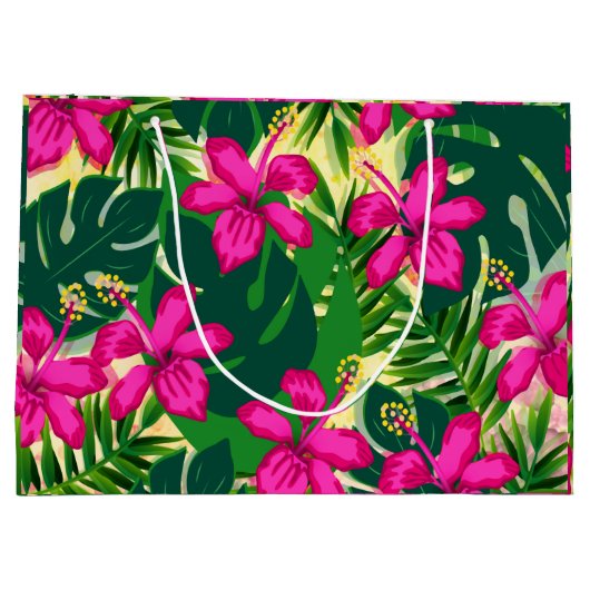 Tropisch Hawaiian Style Floral Patroon Groot Cadeauzakje (Achterkant)
