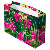 Tropisch Hawaiian Style Floral Patroon Groot Cadeauzakje (Achterkant Gekanteld)